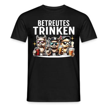 Betreutes Trinken Alpaka - Männer T-Shirt - Schwarz - Vorne - AI Model Male 178 light (178cm)