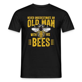 Never underestimate an old man with bees - Men's T-Shirt - black - Front - AI Model Male 178 light (178cm)