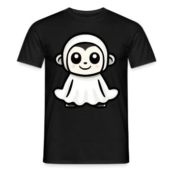 Singe Halloween Bande Dessinée Fantôme - T-shirt homme - noir - Devant - AI Model Male 178 light (178cm)