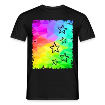 étoiles colorées dégradé arc-en-ciel couleurs - T-shirt homme - noir - Devant - AI Model Male 178 light (178cm)