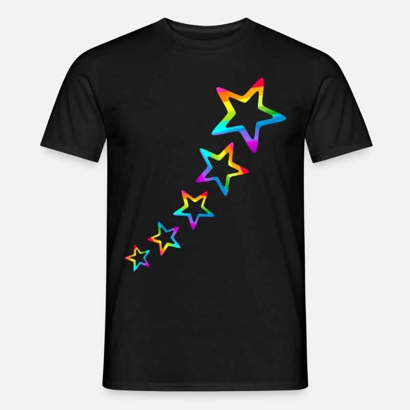 Stern bunte Sterne Regenbogen Farbverlauf - Männer T-Shirt - Schwarz