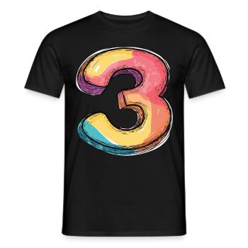 3 Number Colorful - Men's T-Shirt - black - Front - AI Model Male 178 light (178cm)
