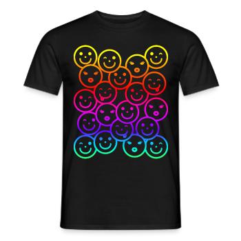 Visages drôles colorés avec dégradé arc-en-ciel - T-shirt homme - noir - Devant - AI Model Male 178 light (178cm)