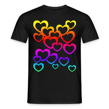 Coeurs colorés Dégradé Icône de coeur arc-en-ciel - T-shirt homme - noir - Devant - AI Model Male 178 light (178cm)