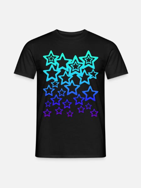 Viele blaue Sterne, Sternenmuster - Männer T-Shirt - Schwarz
