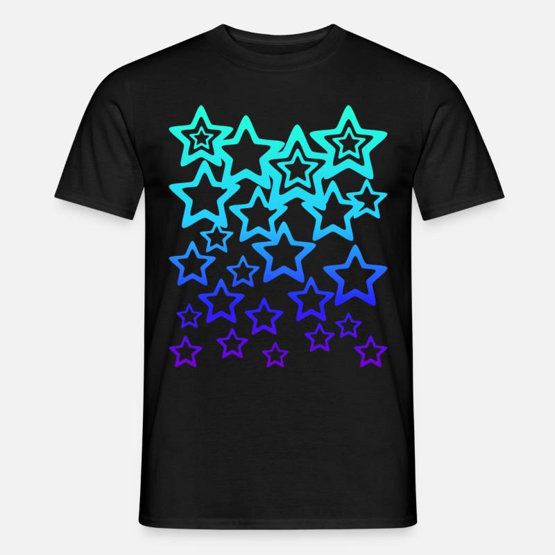 Viele blaue Sterne, Sternenmuster - Männer T-Shirt - Schwarz