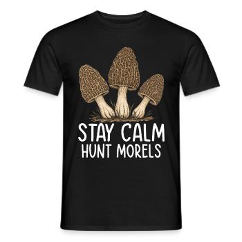 Restez calme Chasse aux morilles champignons Morilles - T-shirt homme - noir - Devant - AI Model Male 178 light (178cm)