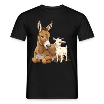 Esel und Ziege - Männer T-Shirt - Schwarz - Vorne - AI Model Male 178 light (178cm)