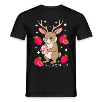Jackalope Strawberry Milkshake - Men's T-Shirt - black - Front - AI Model Male 178 light (178cm)