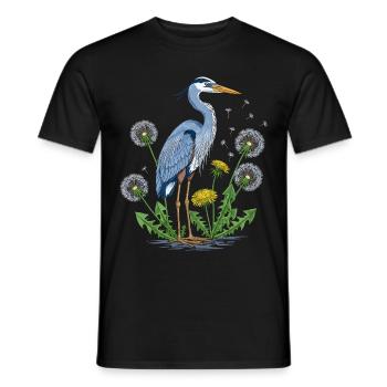 Blue Heron and Dandelion - Men's T-Shirt - black - Front - AI Model Male 178 light (178cm)