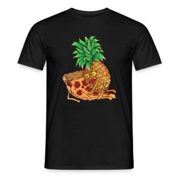 Pineapple and pizza, gift pizza hawai eat fruit - Men's T-Shirt - black - Front - AI Model Male 178 light (178cm)