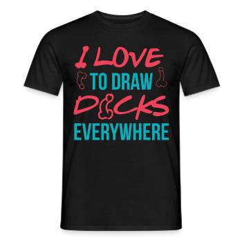 J'aime dessiner des bites partout - T-shirt homme - noir - Devant - AI Model Male 178 light (178cm)