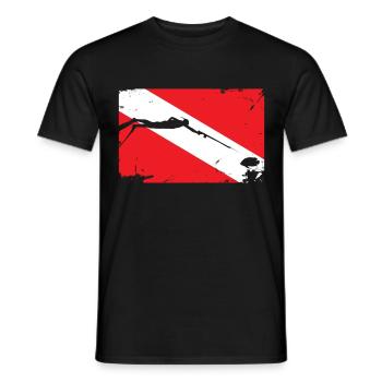 Spearfishing Flag - Diving Fishing Gift - Men's T-Shirt - black - Front - AI Model Male 178 light (178cm)