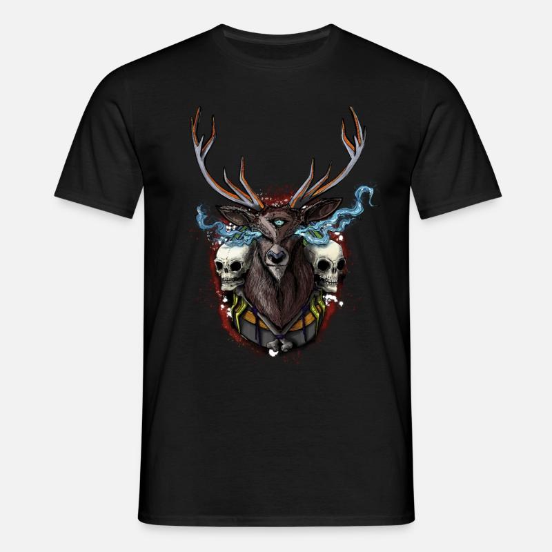 Hirsch - BONE SQL PRY - Männer T-Shirt - Schwarz