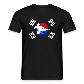 Combattant de Taekwondo avec le drapeau de la Corée du Sud - T-shirt homme - noir - Devant - AI Model Male 178 light (178cm)