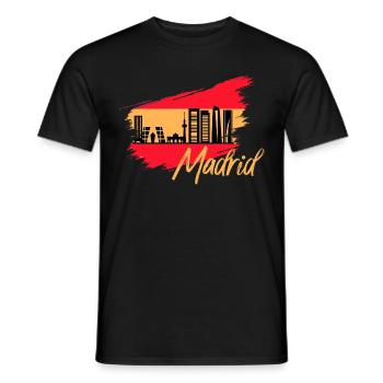 Skyline de drapeau espagne Madrid - T-shirt homme - noir - Devant - AI Model Male 178 light (178cm)