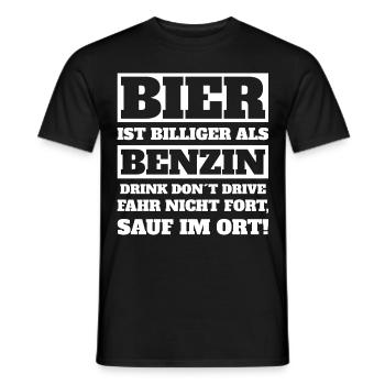 Bier ist Billiger als Benzin - Männer T-Shirt - Schwarz - Vorne - AI Model Male 178 light (178cm)