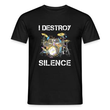 I Destroy Silence Drummer Drummer Gift - Men's T-Shirt - black - Front - AI Model Male 178 light (178cm)