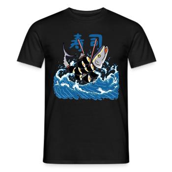 Sushi de thon dans la vague - T-shirt homme - noir - Devant - AI Model Male 178 light (178cm)