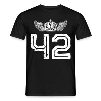 42 Number crown - Men's T-Shirt - black - Front - AI Model Male 178 light (178cm)
