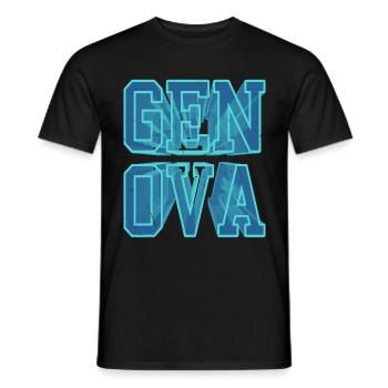Gênes Gênes Italie Ville 3D Font Skyline - T-shirt homme - noir - Devant - AI Model Male 178 light (178cm)