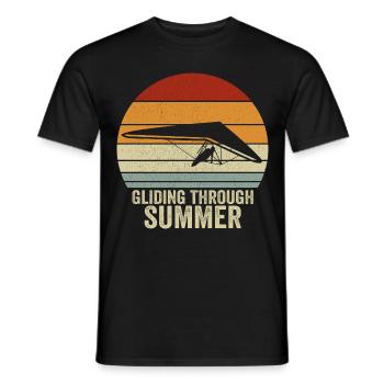 Dragon volant à travers les deltaplanes vintage d’été - T-shirt homme - noir - Devant - AI Model Male 178 light (178cm)