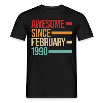 Geburstag Awesome Since February 1990 - Men's T-Shirt - black - Front - AI Model Male 178 light (178cm)