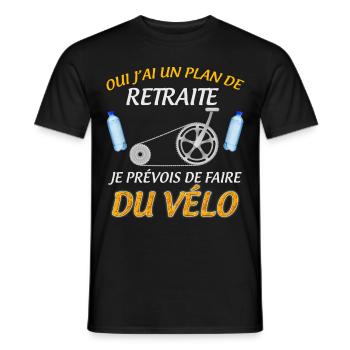 Retraité Passsion Vélo Plan de Retraite - T-shirt homme - noir - Devant - AI Model Male 178 light (178cm)