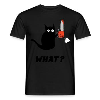 Katzen- und Kettensägenhumor Schwarze Katze - Männer T-Shirt - Schwarz - Vorne - AI Model Male 178 light (178cm)