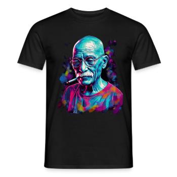 Nobel Peace Prize laureate Mahatma Gandhi - Men's T-Shirt - black - Front - AI Model Male 178 light (178cm)