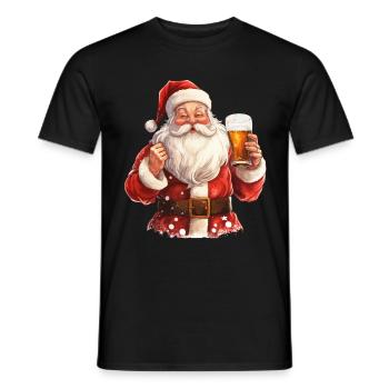 Weihnachtsmann Bier Weihnachten Prost Lustig Humor - Männer T-Shirt - Schwarz - Vorne - AI Model Male 178 light (178cm)