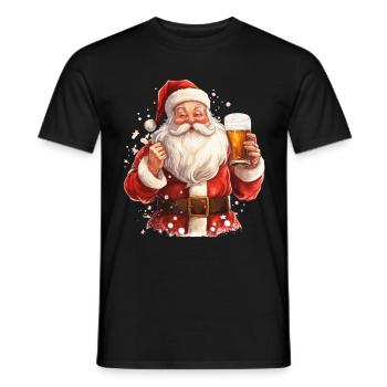 Père Noël Bière Noël Cheers Humour Drôle - T-shirt homme - noir - Devant - AI Model Male 178 light (178cm)