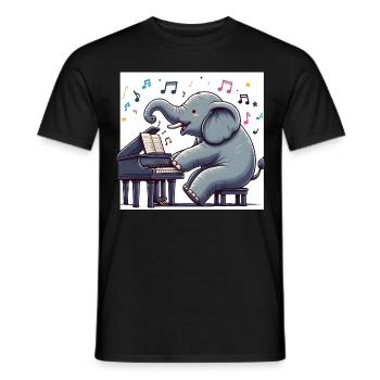Éléphant au piano - T-shirt homme - noir - Devant - AI Model Male 178 light (178cm)