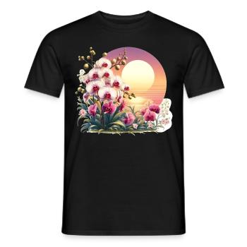 Orchid Sunset - Men's T-Shirt - black - Front - AI Model Male 178 light (178cm)