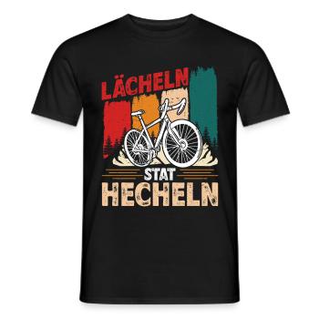 Elektro Fahrrad LÄCHELN STATT HECHELN Lustiges - Männer T-Shirt - Schwarz - Vorne - AI Model Male 178 light (178cm)