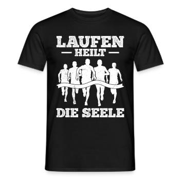 Läufer LAUFEN HEILT DIE SEELE Lustiges - Männer T-Shirt - Schwarz - Vorne - AI Model Male 178 light (178cm)