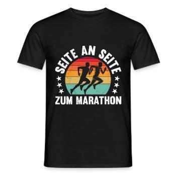 Läufer SEITE AN SEITE ZUM MARATHON Lustiges - Männer T-Shirt - Schwarz - Vorne - AI Model Male 178 light (178cm)