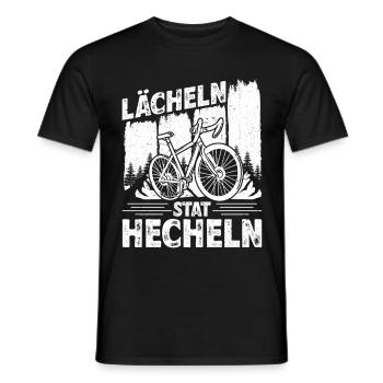 Elektro Fahrrad LÄCHELN STATT HECHELN Lustiges - Männer T-Shirt - Schwarz - Vorne - AI Model Male 178 light (178cm)