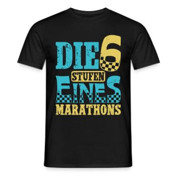 Läufer DIE 6 STUFEN EINES MARATHONS Laufen Lustig - Männer T-Shirt - Schwarz - Vorne - AI Model Male 178 light (178cm)