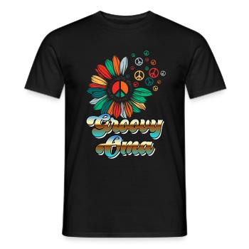 Flower Power GROOVY OMA Hippie Lustiges - Männer T-Shirt - Schwarz - Vorne - AI Model Male 178 light (178cm)