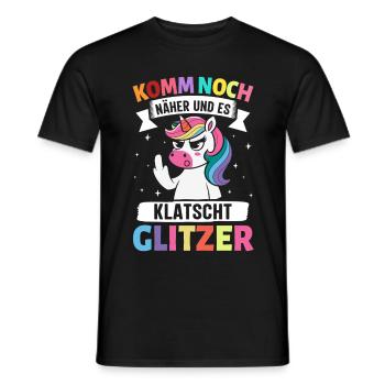 Malle KOMM NOCH NÄHER UND ES KLATSCHT - Männer T-Shirt - Schwarz - Vorne - AI Model Male 178 light (178cm)