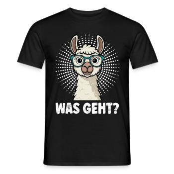 Alpaka WAS GEHT? Cooles Lama Lustiges - Männer T-Shirt - Schwarz - Vorne - AI Model Male 178 light (178cm)