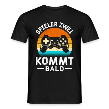 Gamer Papa SPIELER ZWEI KOMMT BALD Lustiges - Männer T-Shirt - Schwarz - Vorne - AI Model Male 178 light (178cm)