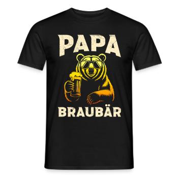 Bierfan PAPA BRAUBÄR Werdender Vater Lustig - Männer T-Shirt - Schwarz - Vorne - AI Model Male 178 light (178cm)