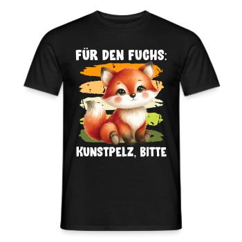 Tierschutz FÜR DEN FUCHS KUNSTPELZ BITTE Lustig - Männer T-Shirt - Schwarz - Vorne - AI Model Male 178 light (178cm)