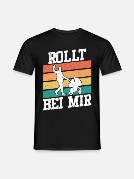 Werdender Vater ROLLT BEI MIR Lustiges - Männer T-Shirt - Schwarz