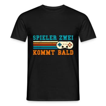 Gamer Papa SPIELER ZWEI KOMMT BALD Lustiges - Männer T-Shirt - Schwarz - Vorne - AI Model Male 178 light (178cm)