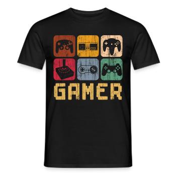 Gamer Jeux Vidéo Console - T-shirt homme - noir - Devant - AI Model Male 178 light (178cm)