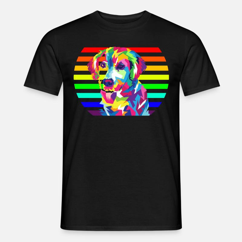 Regenbogen Hund - Männer T-Shirt - Schwarz