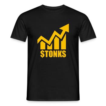 Stonk Meme Yellow Money Stock Exchange - Men's T-Shirt - black - Front - AI Model Male 178 light (178cm)